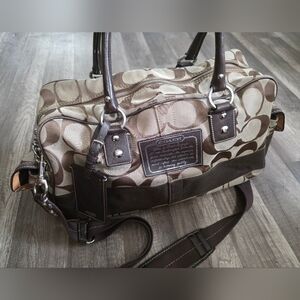 Coach Brown Signature Canvas Travel Bag